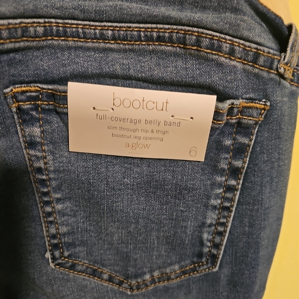 NWT A:Glow Maternity size 6 Bootcut Blue Jeans Full-Coverage Belly Band - Picture 6 of 9
